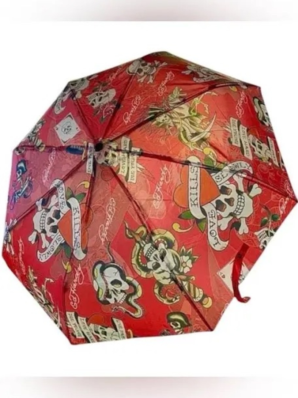 Ed Hardy Red Love Kills Slowly Unbrella - NWT